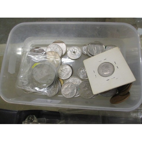 55 - FOLDER AND A TRAY OF PRE DECIMAL COINS