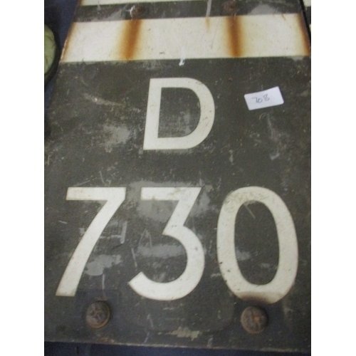 141 - BRITISH RAILWAYS BLACK AND WHITE METAL TRACKSIDE PLATES WITH  D730 DONCASTER