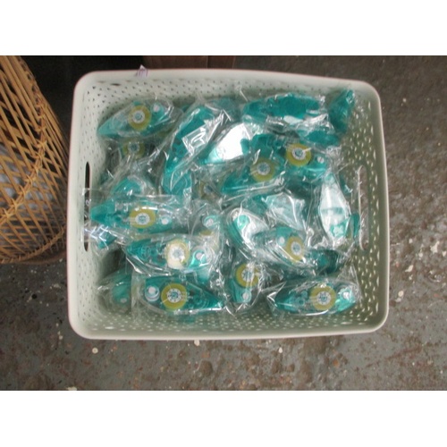 170 - QUANTITY OF SMALL SELLOTAPE DISPENSERS IN WHITE BASKET