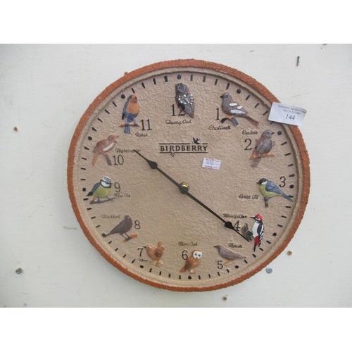 144 - BIRDBERRY WALL CLOCK ILLUSTRATING WILD BIRDS