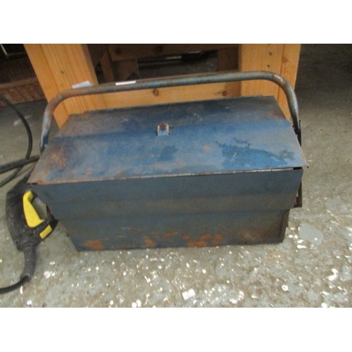177 - BLUE METAL CANTILEVER TOOL BOX WITH CONTENTS