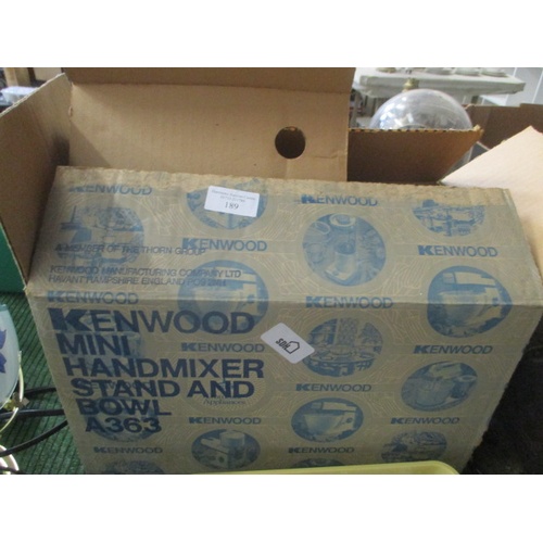 189 - BOXED VINTAGE  KENWOOD MINI HAND MIXER STAND AND BOWL A363