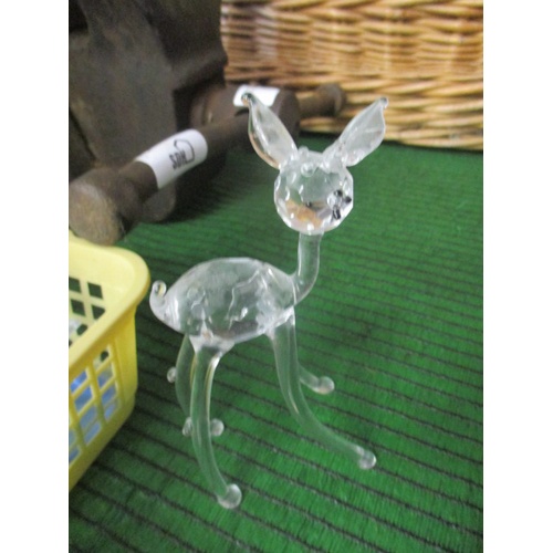 190 - SMALL BASKET OF GLASS ANIMALS