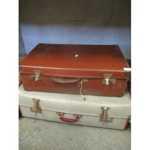 156 - BROWN LEATHER VINTAGE SUIT CASE AND ONE OTHER