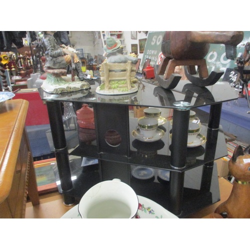 272 - BLACK GLASS TV STAND