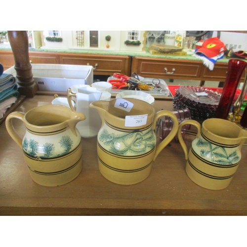 263 - SET OF 3 STONE WARE JUGS