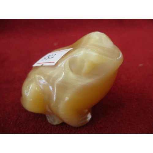 4 - HIMALAYAN SALT SOAP STONE HAND CARVED BIRD, FROG AND LARGE CAT