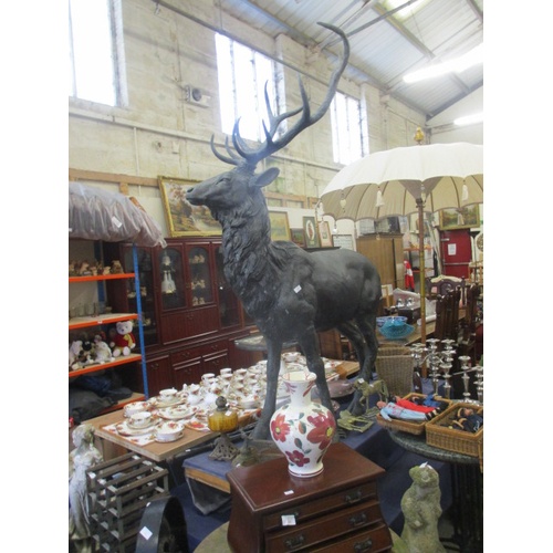 295 - LIFE SIZE CAST BRONZE STAG STATUE IMPOSING GARDEN FEATURE