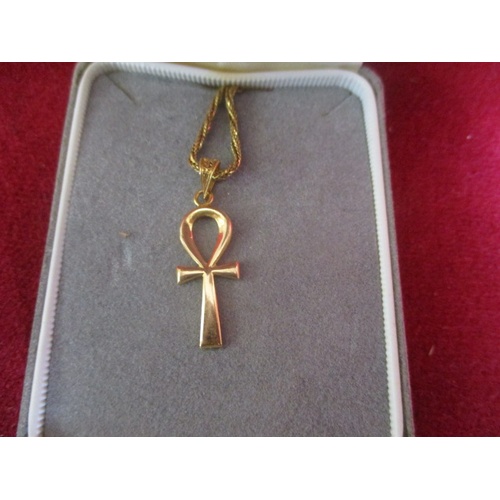 29 - 18K EGYPTIAN GOLD ANKH PENDANT WITH 24