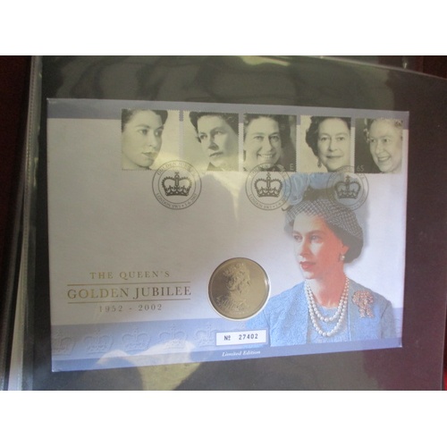 50 - A GOOD QUALITY COLLECTION OF APPROX 75 COINS AND MINI SHEETS OF FIRST DAY COVERS