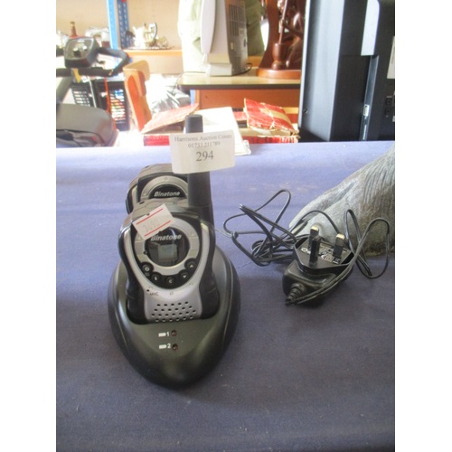 294 - BINATONE 2 WAY RADIO WITH CHARGING BASE