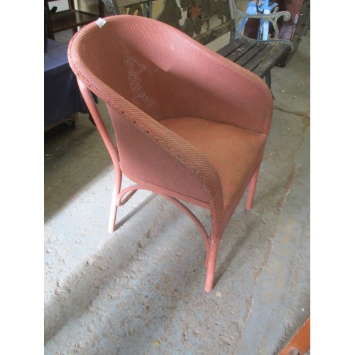 299 - LLOYD LOOM STYLE WICKER CHAIR IN PINK