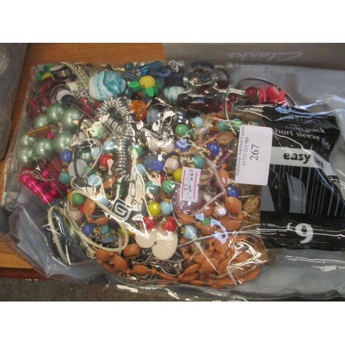 267 - BAG OF MIXED COSTUME JEWELLERY