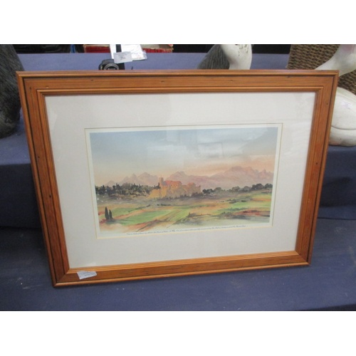 296A - FRAMED AND GLAZED PRINT OF A WATERCOLOUR BY PRINCE CHARLES IN 2001 OF A VIEW IN SOUTH OF FRANCE NO 7... 