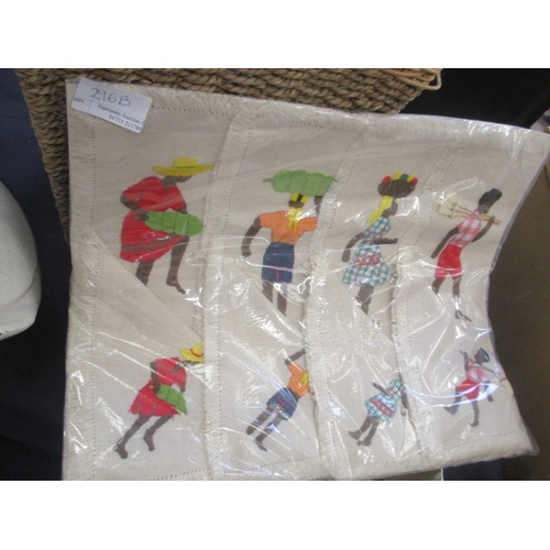 296B - SET OF NAPKINS WITH HAND EMBELLISHED JAMAICAN LOCALS MADE BY JAMAICAN WOMENS LEAGUE ALLSIDES WORKROO... 