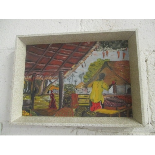 444 - FRAMED AFRICAN ACRYLIC PAINTING
