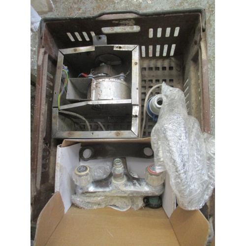 195 - MOBILE TOOLBOX AND 2 BOXES OF MISCELLANEOUS ELECTRICALS