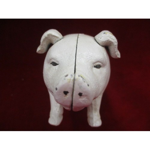 117 - CAST IRON PIG MONEY BOX ADVERTISING Wm MOLAND'S SONS, QUAKER CITY, HAMS