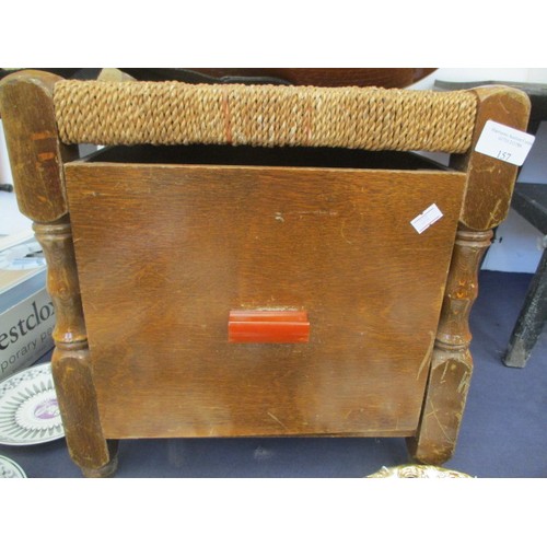 157 - SMALL STOOL WITH STRING TOP AND A DRAWER UNDER