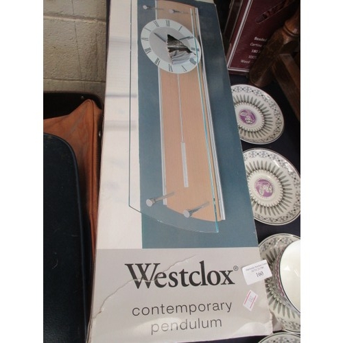 160 - WESTCLOX CONTEMPORARY PENDULUM CLOCK, BOXED
