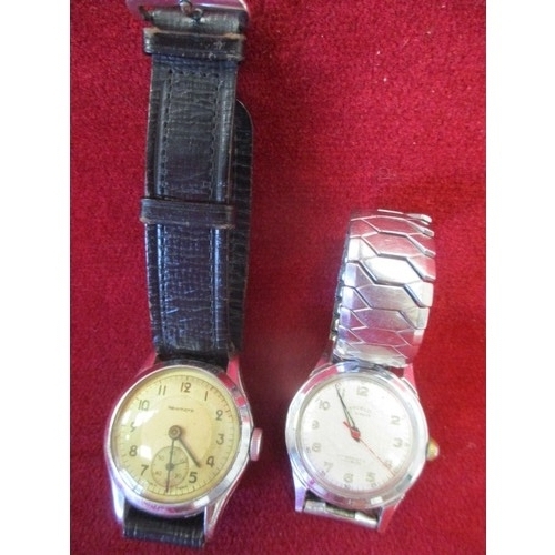 28 - 2 GENTS VINTAGE MECHANICAL WRISTWATCHES - NEWMARK & SHIELD, BOTH RUNNING