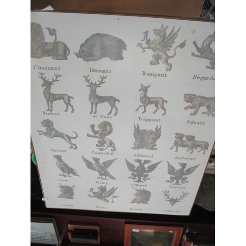 213 - RETRO BRASS BASED TABLE WITH HERALDIC SYMBOLS TOP