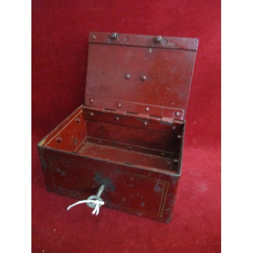216 - CAST IRON BOX WITH KEY