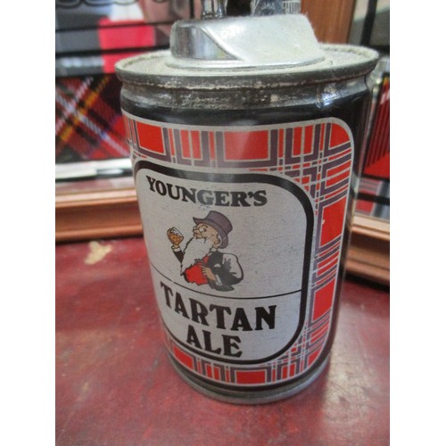 224 - 2 TARTAN ALE MIRRORS, FRAMED AND A TARTAN ALE TABLE LIGHTER