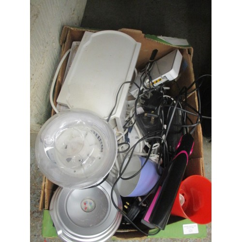 121 - BOX OF MIXED ITEMS INCLUDING ELECTRICAL