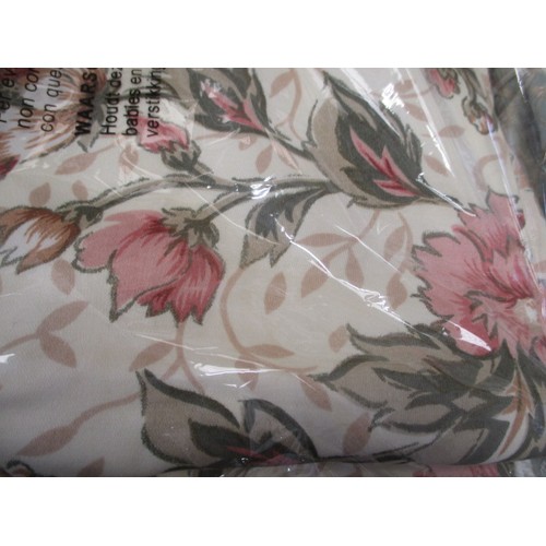 175 - 2 PAIRS OF MATCHING LINED CURTAINS, PLEATED TOPS GOOD QUALITY CREAM WITH PINK FLOWERS  78