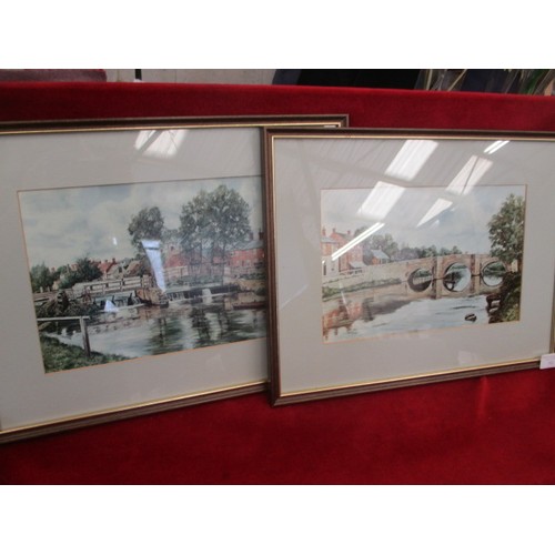 183 - 2 FRAMED AND GLAZED PRINTS BOTH FROM ORIGINAL OIL PAINTING BY JOHN MILLS THE BRIDGE AT DEEPING ST JA... 