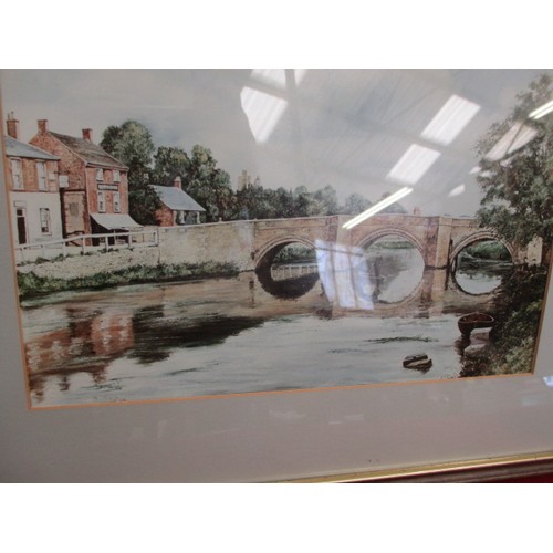 183 - 2 FRAMED AND GLAZED PRINTS BOTH FROM ORIGINAL OIL PAINTING BY JOHN MILLS THE BRIDGE AT DEEPING ST JA... 