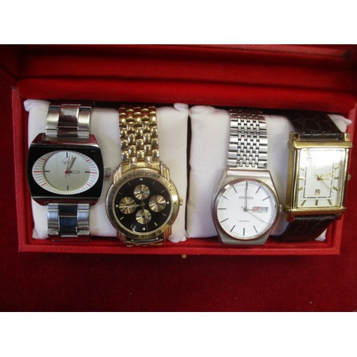 187 - BOX WITH 4  GENTS WATCHES STUBBS, NEXT AND 2 SEKONDA