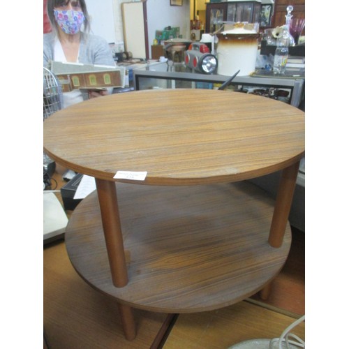 225 - 2 TIER ROUND RETRO COFFEE TABLE WITH WOOD GRAIN EFFECT VENEER