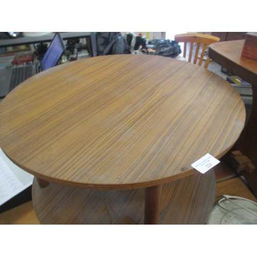 225 - 2 TIER ROUND RETRO COFFEE TABLE WITH WOOD GRAIN EFFECT VENEER