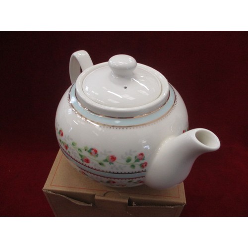 102C - CATH KIDSTON ROSE STRIPE PORCELAIN TEAPOT