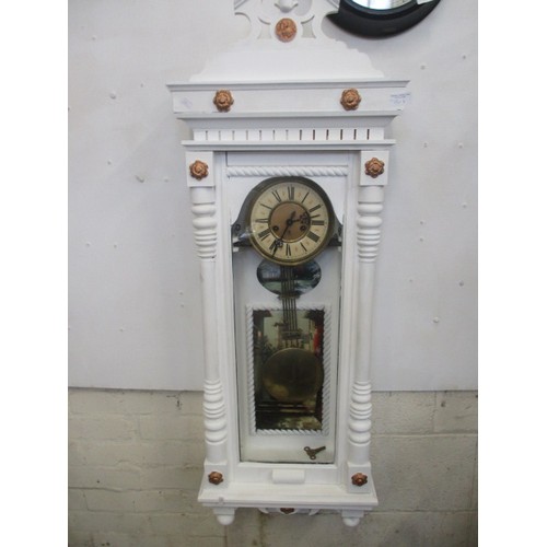 130A - WHITE PAINTED AMERICAN WALL CLOCK