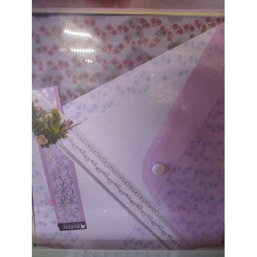 145B - PLASTIC STORAGE BOX OF CARD STOCK DECOUPAGE AND OTHER CARD MAKING ITEMS