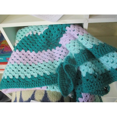 145E - CROCHET BLANKET AND ONE FLEECE BLANKET