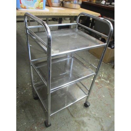 158A - 3 TIER METAL BATHROOM TROLLEY ON CASTORS