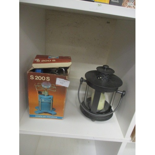 322 - BOXED CAMPING GAZ S200S AND CANDLE HOLDER