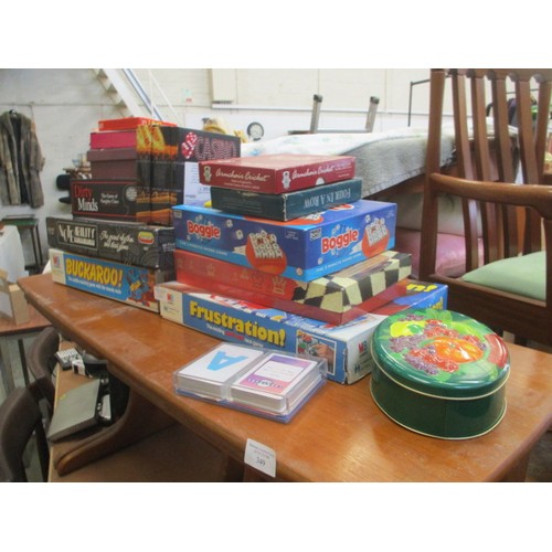 350 - SELECTION OF BOARD GAMES FRUSTRATION, BUCKAROO, DIRTY MINDS, ARMCHAIR CRICKET AND MORE