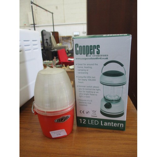 376 - BATTERY OPERATED LED LAMP BY COOPERS OF STORTFORD AND ONE OTHER BATTERY OPERATED LAMP