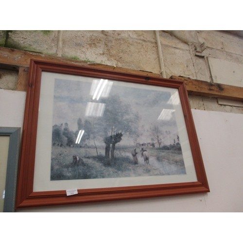 434 - FRAMED AND GLAZED PRINT OF COUNTRY SCENE BY JEAN BAPTISTE CAMILLE COROT