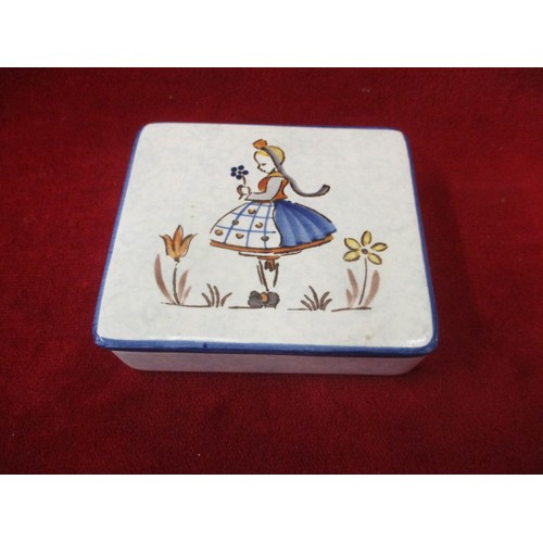 48 - SMALL  PORCELAIN BOX WITH GIRL ON LID, MADE IN VIENNA