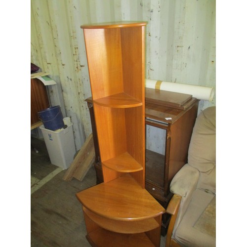 300E - MEREDEW TEAK CORNER DISPLAY CUPBOARD