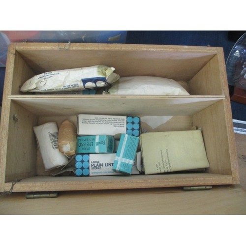 109 - VINTAGE WOODEN FIRST AID BOX