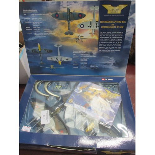 247 - COMMEMORATIVE BATTLE OF BRITAIN MODEL, SUPERMARINE SPITFIRE MK1 AND MESSERSCHMITT Bf 109E, BY CORGI,... 