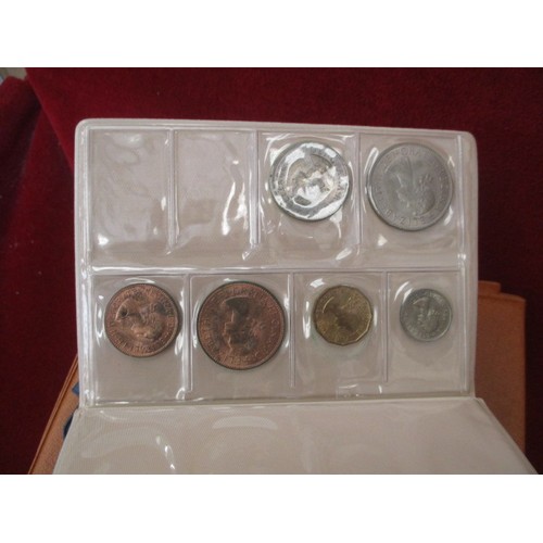 17 - 19 PRE DECIMAL COINS SETS IN TAN FOLDERS AND  4 X BRITAIN'S FIRST DECIMAL COINS