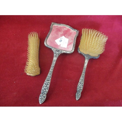 33 - STAMPED SILVER, LADIES BRUSH MIRROR X 3 PIECES W G Sothers Ltd BIRMINGHAM 1963